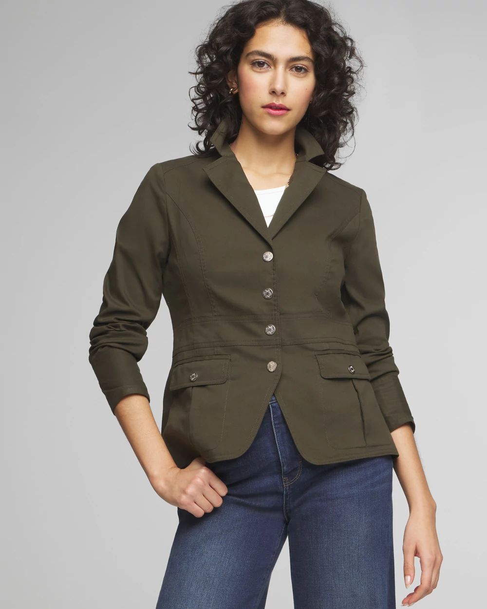 White house black market green jacket top